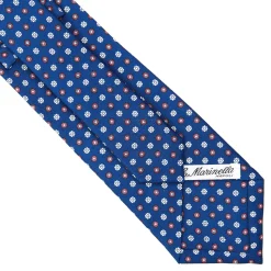 E.Marinella CRAVATTE|Cravatte In Seta Stampata|CRAVATTA SARTORIALE CLASSICA IN SETA BLU Microfantasia fiore
