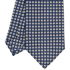E.Marinella CRAVATTE|Cravatte In Seta Stampata|CRAVATTA SARTORIALE CLASSICA IN SETA BLU SCURO Microfantasia fiore