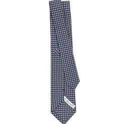 E.Marinella CRAVATTE|Cravatte In Seta Stampata|CRAVATTA SARTORIALE CLASSICA IN SETA BLU SCURO Microfantasia fiore