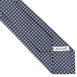 E.Marinella CRAVATTE|Cravatte In Seta Stampata|CRAVATTA SARTORIALE CLASSICA IN SETA BLU SCURO Microfantasia fiore