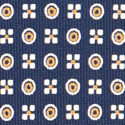 E.Marinella CRAVATTE|Cravatte In Seta Stampata|CRAVATTA SARTORIALE CLASSICA IN SETA BLU SCURO Microfantasia fiore
