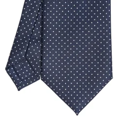 E.Marinella CRAVATTE|Cravatte In Seta Stampata|CRAVATTA SARTORIALE CLASSICA IN SETA BLU SCURO Pois