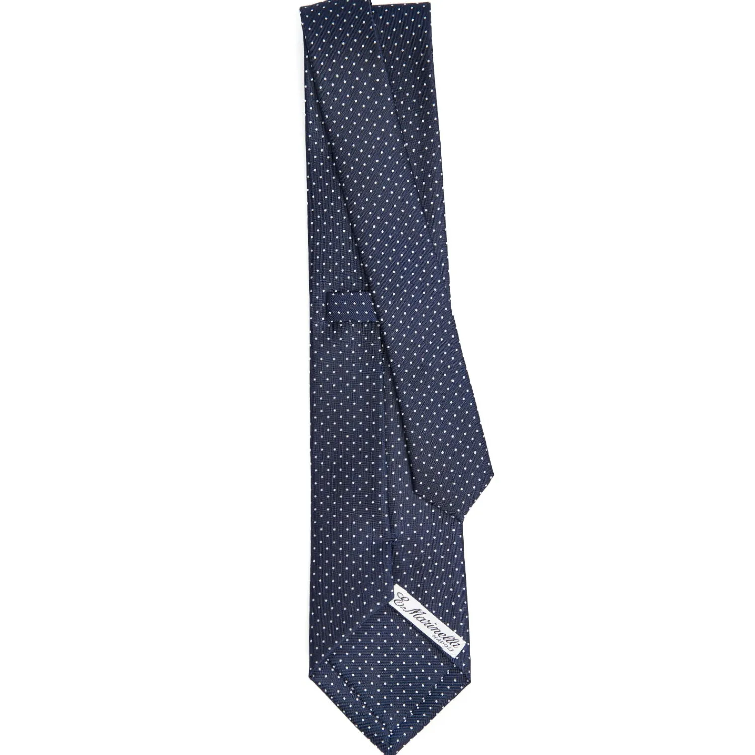 E.Marinella CRAVATTE|Cravatte In Seta Stampata|CRAVATTA SARTORIALE CLASSICA IN SETA BLU SCURO Pois