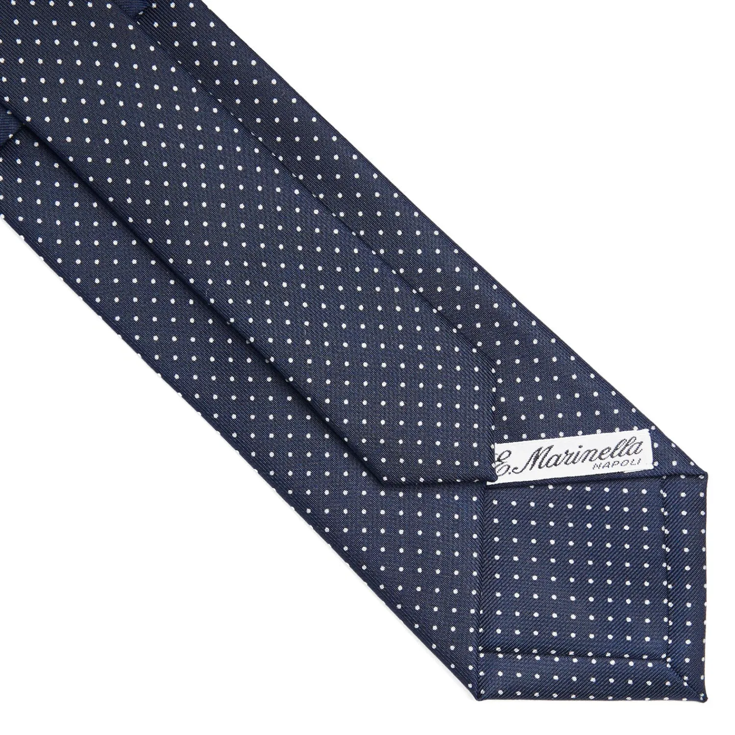 E.Marinella CRAVATTE|Cravatte In Seta Stampata|CRAVATTA SARTORIALE CLASSICA IN SETA BLU SCURO Pois