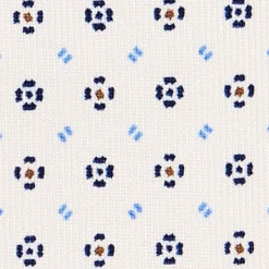 E.Marinella CRAVATTE|Cravatte In Seta Stampata|CRAVATTA SARTORIALE CLASSICA IN SETA BIANCA Microfantasia fiore