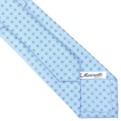 E.Marinella CRAVATTE|Cravatte In Seta Stampata|CRAVATTA SARTORIALE CLASSICA IN SETA AZZURRA Microfantasia fiore