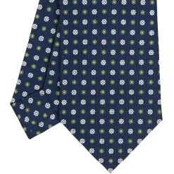 E.Marinella CRAVATTE|Cravatte In Seta Stampata|CRAVATTA SARTORIALE CLASSICA IN SETA BLU SCURO Microfantasia fiore