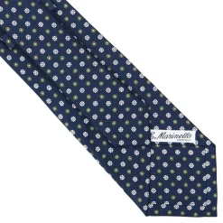 E.Marinella CRAVATTE|Cravatte In Seta Stampata|CRAVATTA SARTORIALE CLASSICA IN SETA BLU SCURO Microfantasia fiore