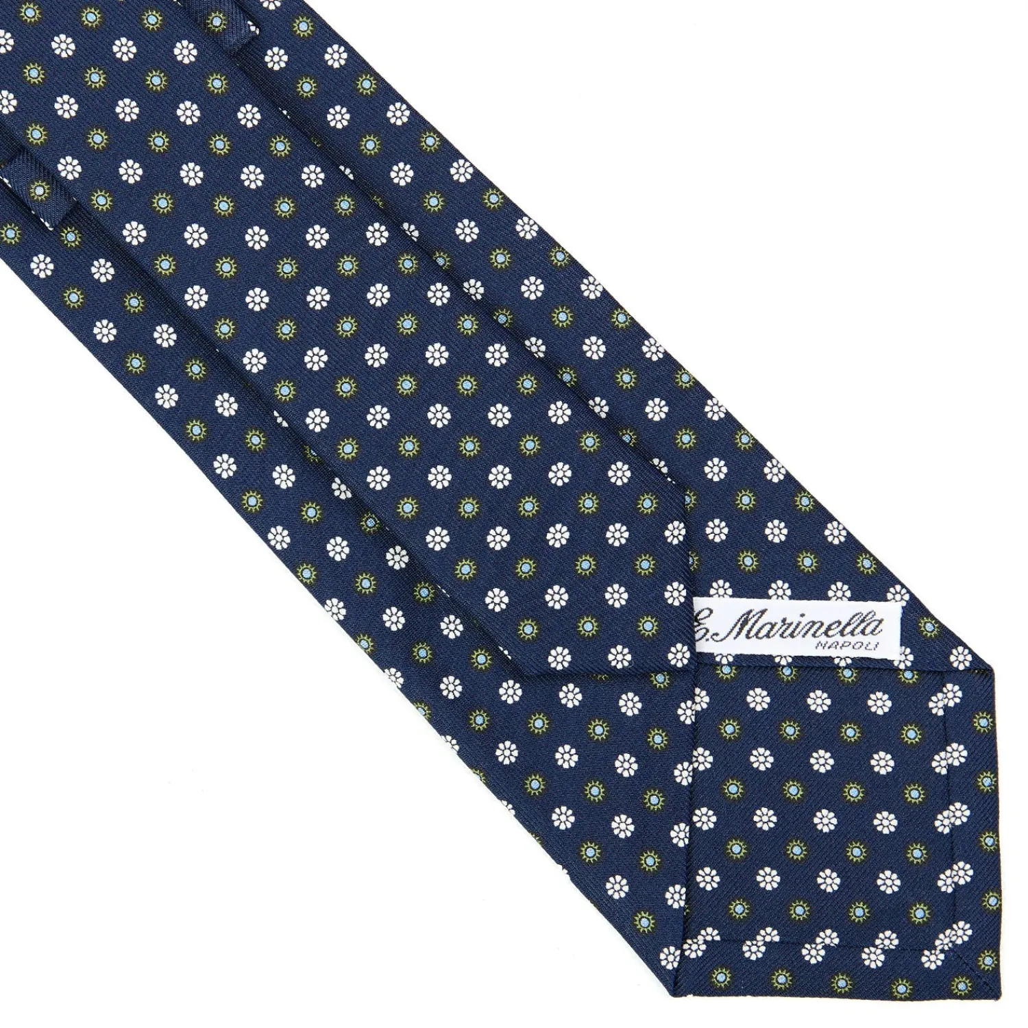 E.Marinella CRAVATTE|Cravatte In Seta Stampata|CRAVATTA SARTORIALE CLASSICA IN SETA BLU SCURO Microfantasia fiore