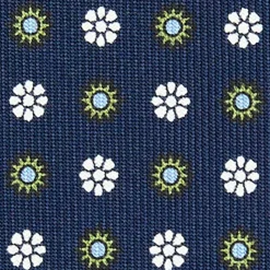 E.Marinella CRAVATTE|Cravatte In Seta Stampata|CRAVATTA SARTORIALE CLASSICA IN SETA BLU SCURO Microfantasia fiore