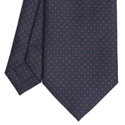 E.Marinella CRAVATTE|Cravatte In Seta Stampata|CRAVATTA SARTORIALE CLASSICA IN SETA BLU SCURO Pois