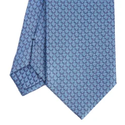 E.Marinella CRAVATTE|Cravatte In Seta Stampata|CRAVATTA SARTORIALE CLASSICA IN SETA AZZURRO POLVERE Microfantasia m geometrica