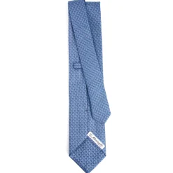 E.Marinella CRAVATTE|Cravatte In Seta Stampata|CRAVATTA SARTORIALE CLASSICA IN SETA AZZURRO POLVERE Microfantasia m geometrica