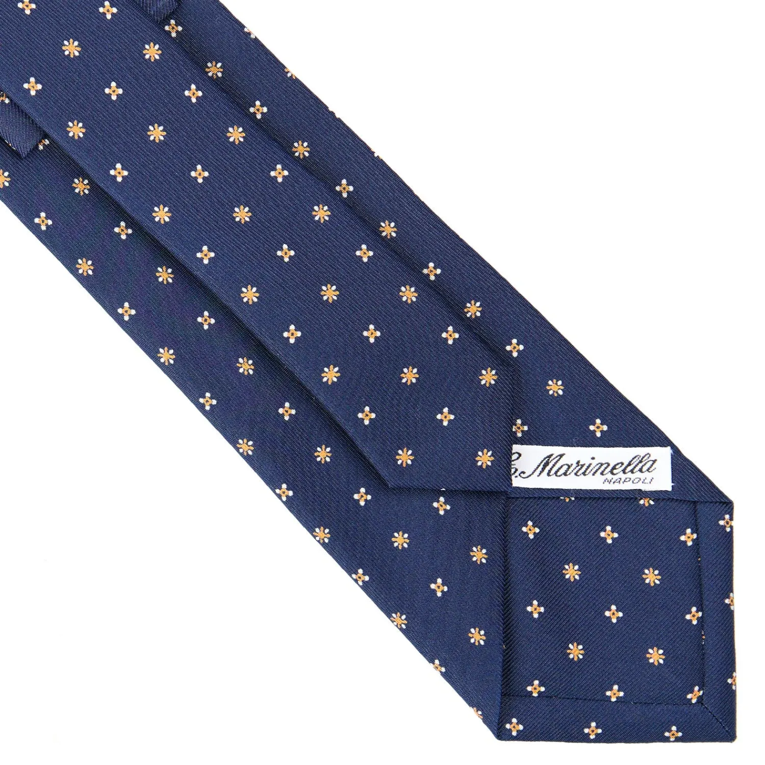 E.Marinella CRAVATTE|Cravatte In Seta Stampata|CRAVATTA SARTORIALE CLASSICA IN SETA BLU SCURO Microfantasia fiore