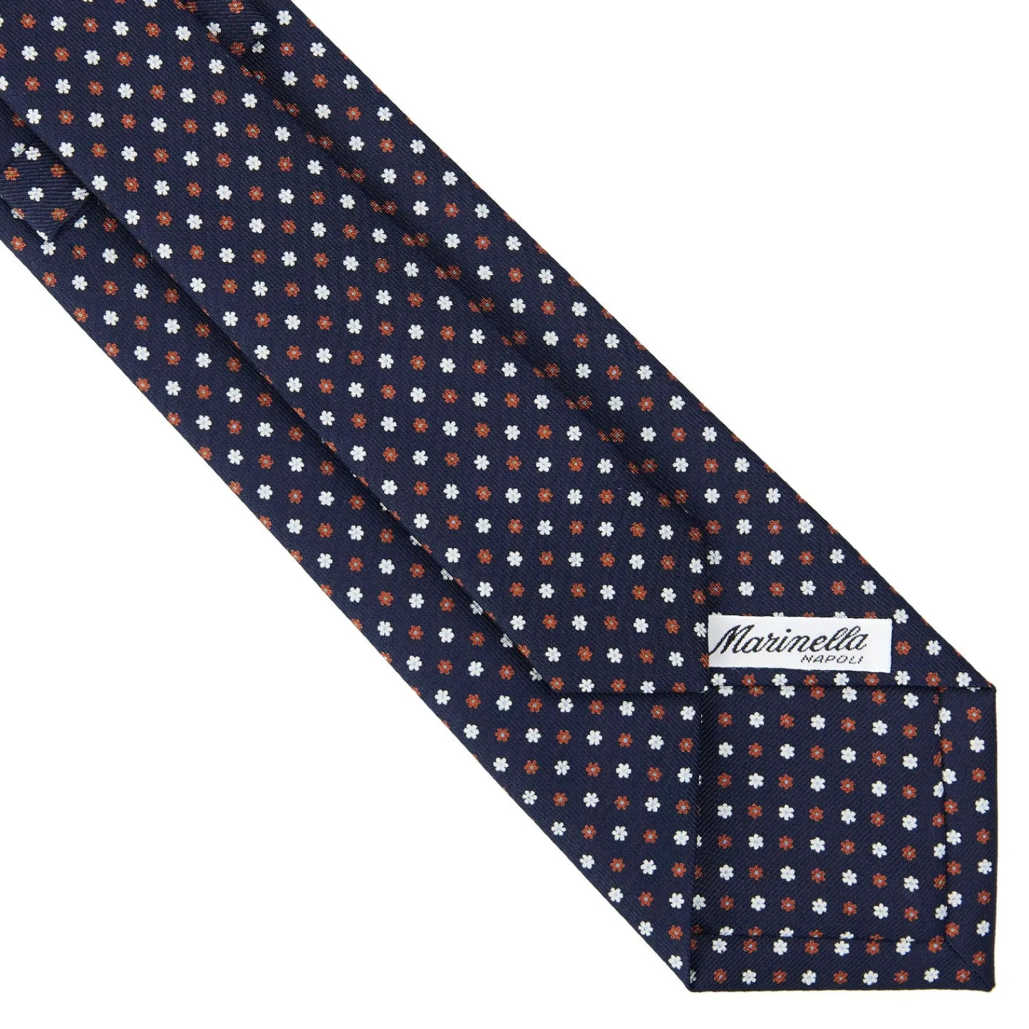 E.Marinella CRAVATTE|Cravatte In Seta Stampata|CRAVATTA SARTORIALE CLASSICA IN SETA BLU SCURO Microfantasia fiore