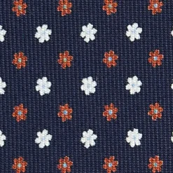 E.Marinella CRAVATTE|Cravatte In Seta Stampata|CRAVATTA SARTORIALE CLASSICA IN SETA BLU SCURO Microfantasia fiore
