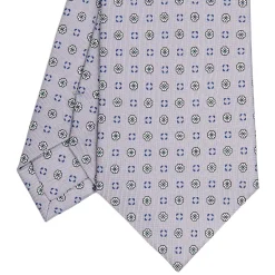 E.Marinella CRAVATTE|Cravatte In Seta Stampata|CRAVATTA SARTORIALE CLASSICA IN SETA GRIGIO CHIARO Microfantasia fiore