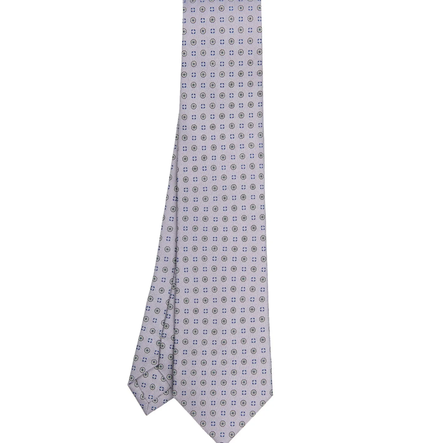 E.Marinella CRAVATTE|Cravatte In Seta Stampata|CRAVATTA SARTORIALE CLASSICA IN SETA GRIGIO CHIARO Microfantasia fiore