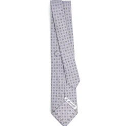 E.Marinella CRAVATTE|Cravatte In Seta Stampata|CRAVATTA SARTORIALE CLASSICA IN SETA GRIGIO CHIARO Microfantasia fiore