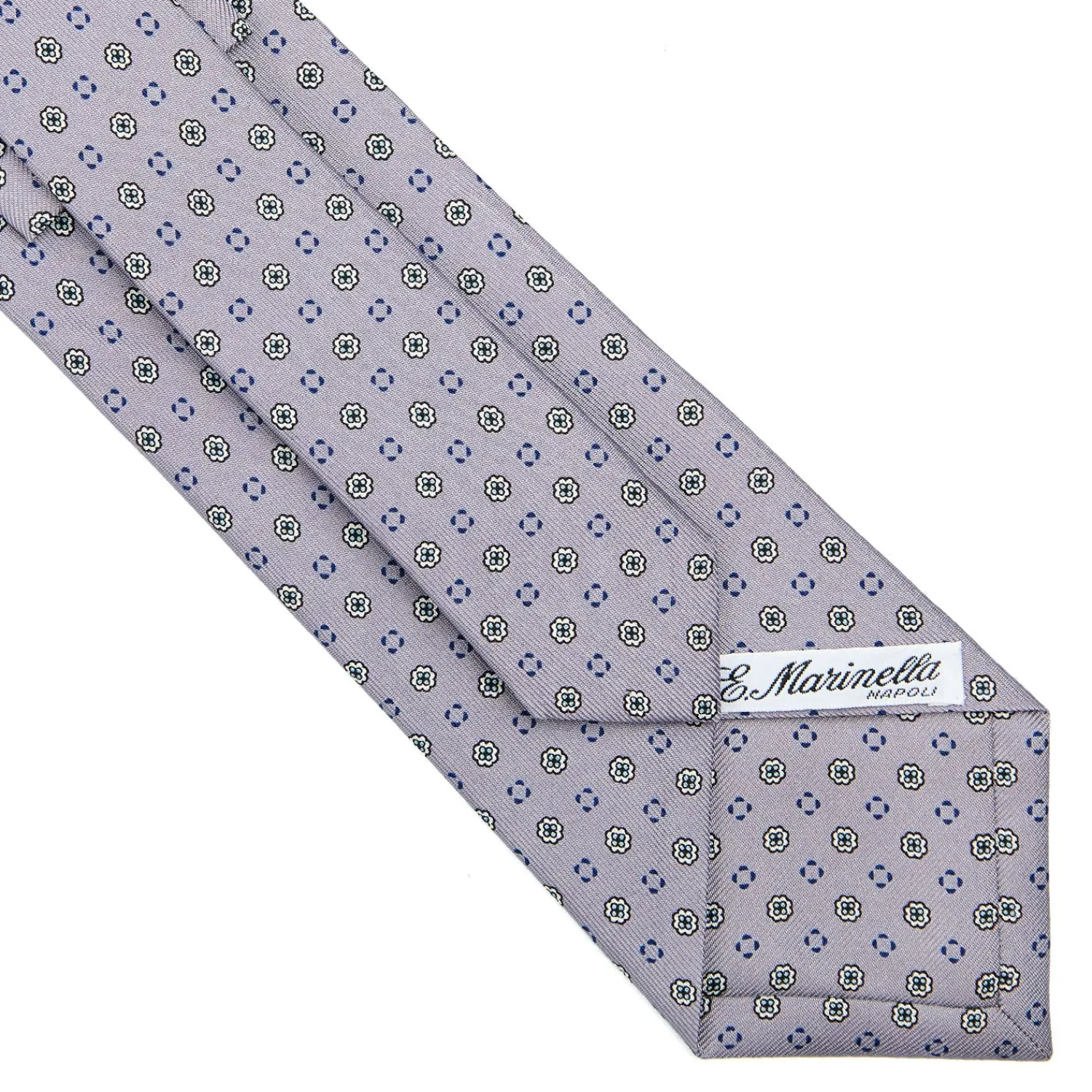 E.Marinella CRAVATTE|Cravatte In Seta Stampata|CRAVATTA SARTORIALE CLASSICA IN SETA GRIGIO CHIARO Microfantasia fiore