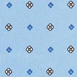 E.Marinella CRAVATTE|Cravatte In Seta Stampata|CRAVATTA SARTORIALE CLASSICA IN SETA AZZURRA Microfantasia fiore