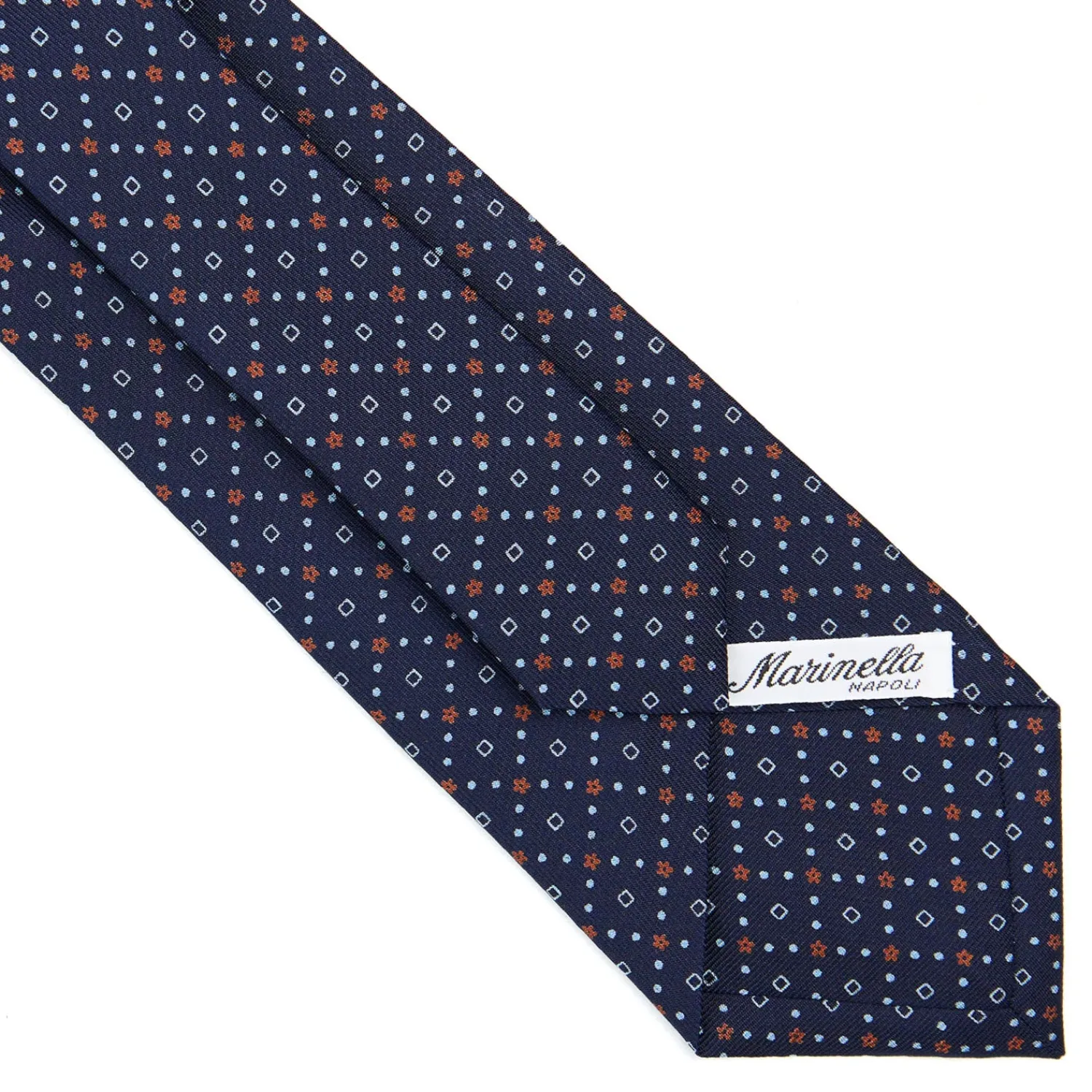 E.Marinella CRAVATTE|Cravatte In Seta Stampata|CRAVATTA SARTORIALE CLASSICA IN SETA BLU SCURO Microfantasia fiore