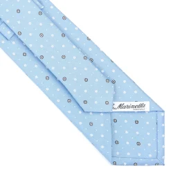 E.Marinella CRAVATTE|Cravatte In Seta Stampata|CRAVATTA SARTORIALE CLASSICA IN SETA AZZURRA Microfantasia fiore
