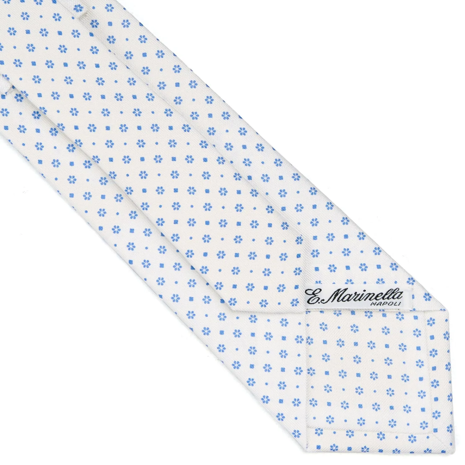 E.Marinella CRAVATTE|Cravatte In Seta Stampata|CRAVATTA SARTORIALE CLASSICA IN SETA BIANCA Microfantasia fiore