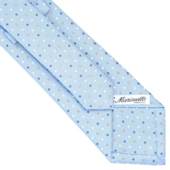 E.Marinella CRAVATTE|Cravatte In Seta Stampata|CRAVATTA SARTORIALE CLASSICA IN SETA AZZURRA Microfantasia fiore