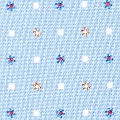 E.Marinella CRAVATTE|Cravatte In Seta Stampata|CRAVATTA SARTORIALE CLASSICA IN SETA AZZURRA Microfantasia fiore