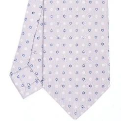 E.Marinella CRAVATTE|Cravatte In Seta Stampata|CRAVATTA SARTORIALE CLASSICA IN SETA GRIGIO CHIARO Microfantasia fiore