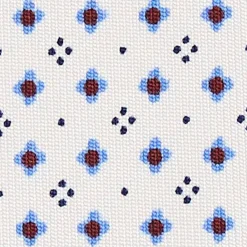 E.Marinella CRAVATTE|Cravatte In Seta Stampata|CRAVATTA SARTORIALE CLASSICA IN SETA BIANCA Microfantasia fiore