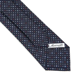 E.Marinella CRAVATTE|Cravatte In Seta Stampata|CRAVATTA SARTORIALE CLASSICA IN SETA BLU SCURO Microfantasia fiore