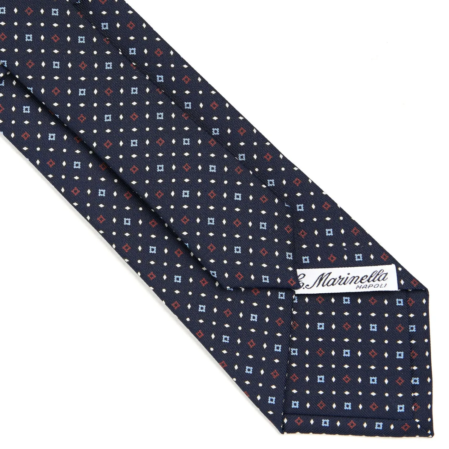 E.Marinella CRAVATTE|Cravatte In Seta Stampata|CRAVATTA SARTORIALE CLASSICA IN SETA BLU SCURO Microfantasia fiore