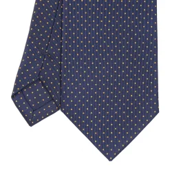 E.Marinella CRAVATTE|Cravatte In Seta Stampata|CRAVATTA SARTORIALE CLASSICA IN SETA BLU SCURO Pois