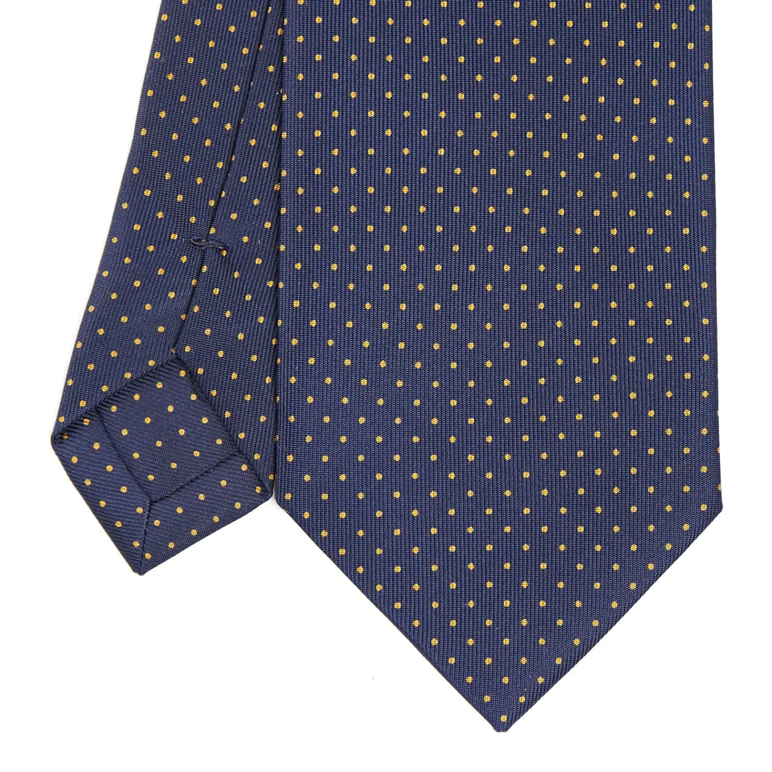 E.Marinella CRAVATTE|Cravatte In Seta Stampata|CRAVATTA SARTORIALE CLASSICA IN SETA BLU SCURO Pois
