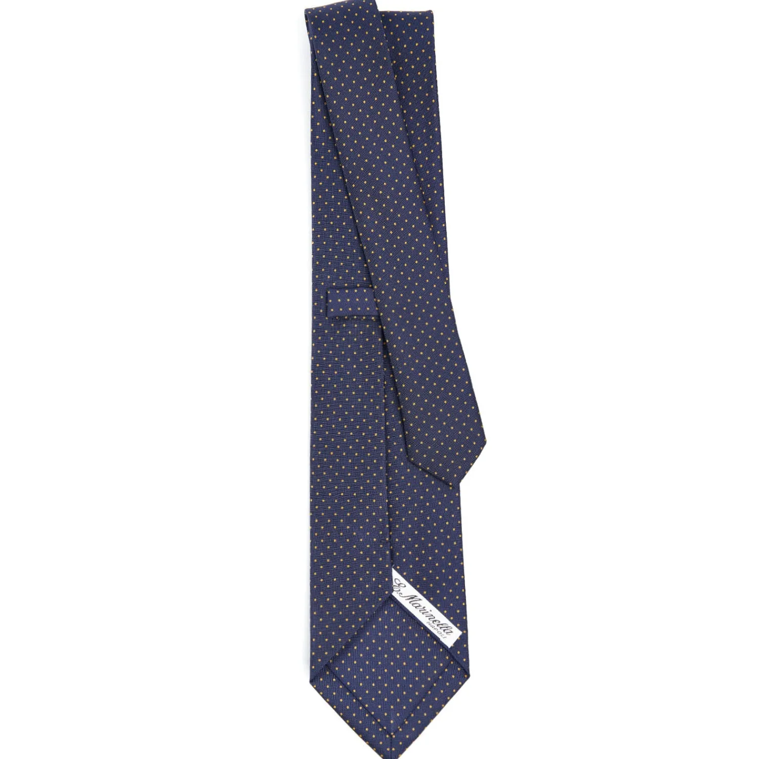 E.Marinella CRAVATTE|Cravatte In Seta Stampata|CRAVATTA SARTORIALE CLASSICA IN SETA BLU SCURO Pois