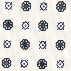 E.Marinella CRAVATTE|CRAVATTA SARTORIALE CLASSICA IN SETA BIANCA Microfantasia fiore