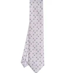 E.Marinella CRAVATTE|Cravatte In Seta Stampata|CRAVATTA SARTORIALE CLASSICA IN SETA GRIGIO CHIARO Microfantasia fiore