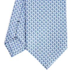 E.Marinella CRAVATTE|Cravatte In Seta Stampata|CRAVATTA SARTORIALE CLASSICA IN SETA BLU Microfantasia m geometrica
