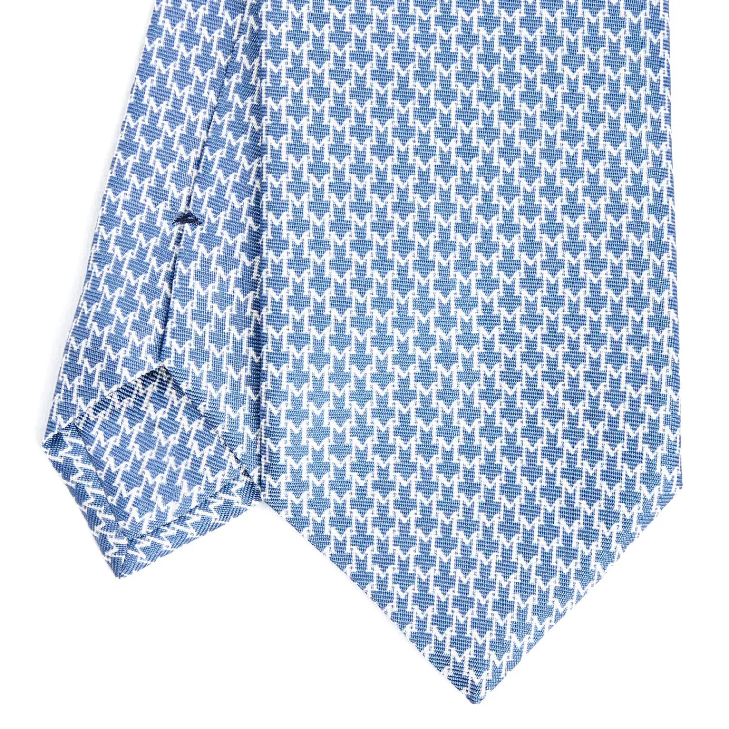 E.Marinella CRAVATTE|Cravatte In Seta Stampata|CRAVATTA SARTORIALE CLASSICA IN SETA BLU Microfantasia m geometrica