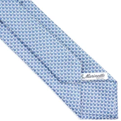 E.Marinella CRAVATTE|Cravatte In Seta Stampata|CRAVATTA SARTORIALE CLASSICA IN SETA BLU Microfantasia m geometrica