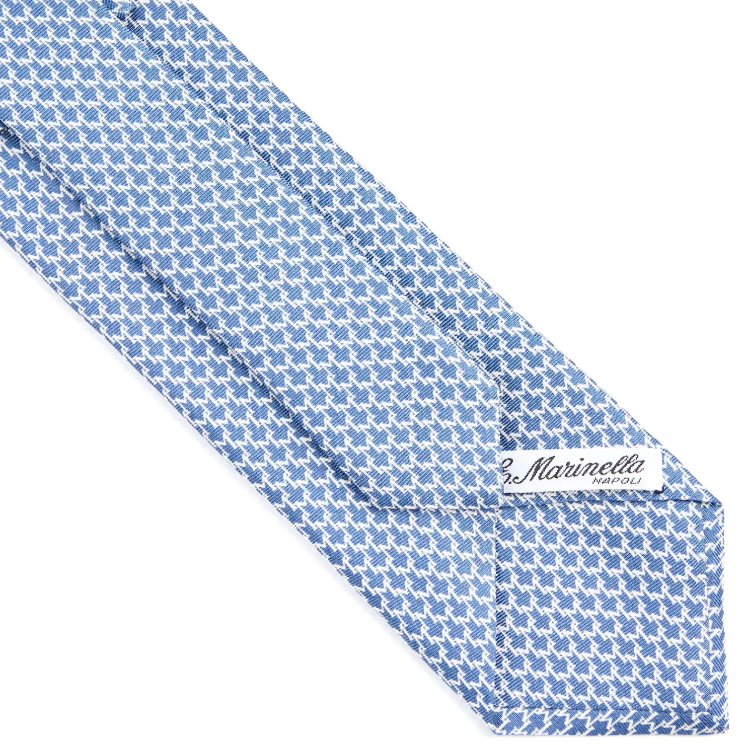 E.Marinella CRAVATTE|Cravatte In Seta Stampata|CRAVATTA SARTORIALE CLASSICA IN SETA BLU Microfantasia m geometrica