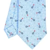E.Marinella CRAVATTE|Cravatte In Seta Stampata|CRAVATTA SARTORIALE CLASSICA IN SETA AZZURRA Disegno natalizio