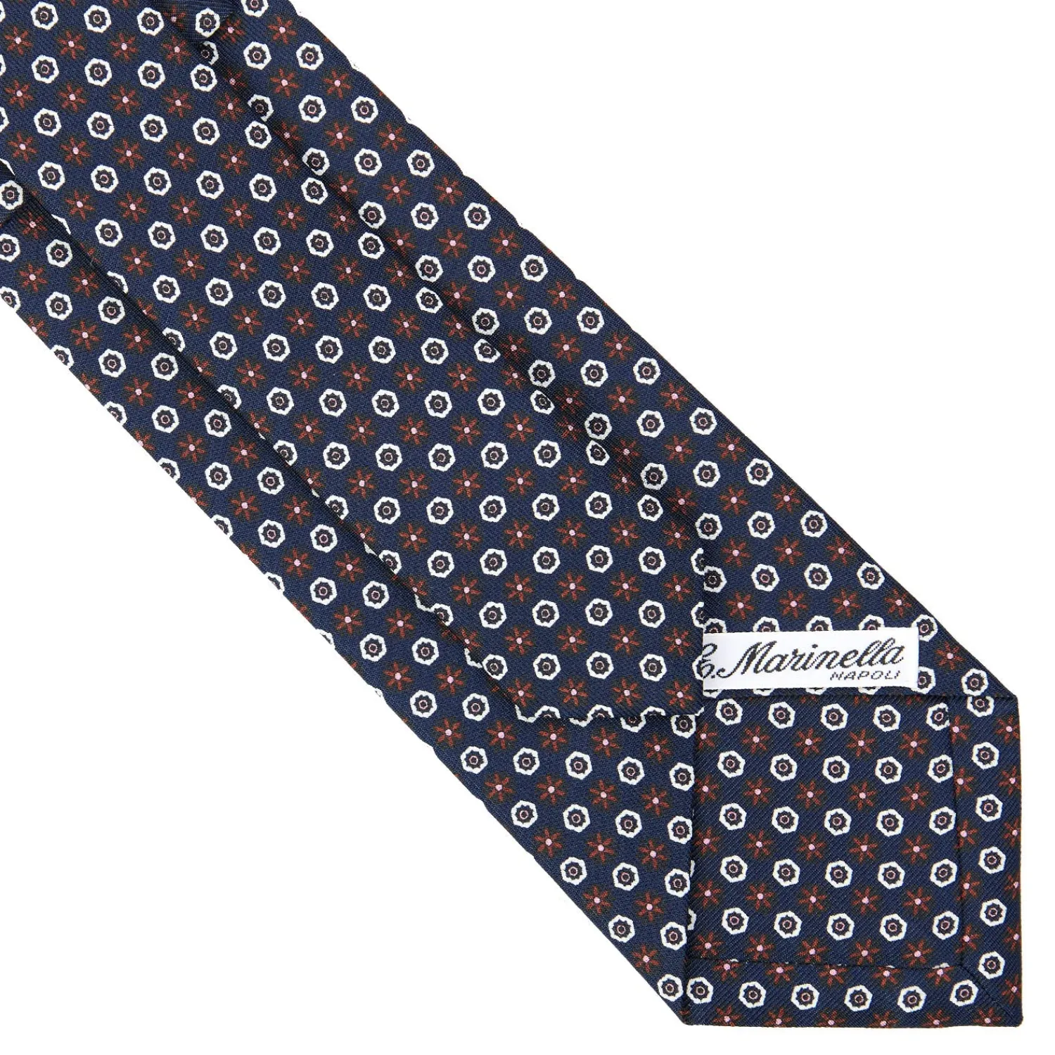 E.Marinella CRAVATTE|Cravatte In Seta Stampata|CRAVATTA SARTORIALE CLASSICA IN SETA BLU SCURO Microfantasia fiore