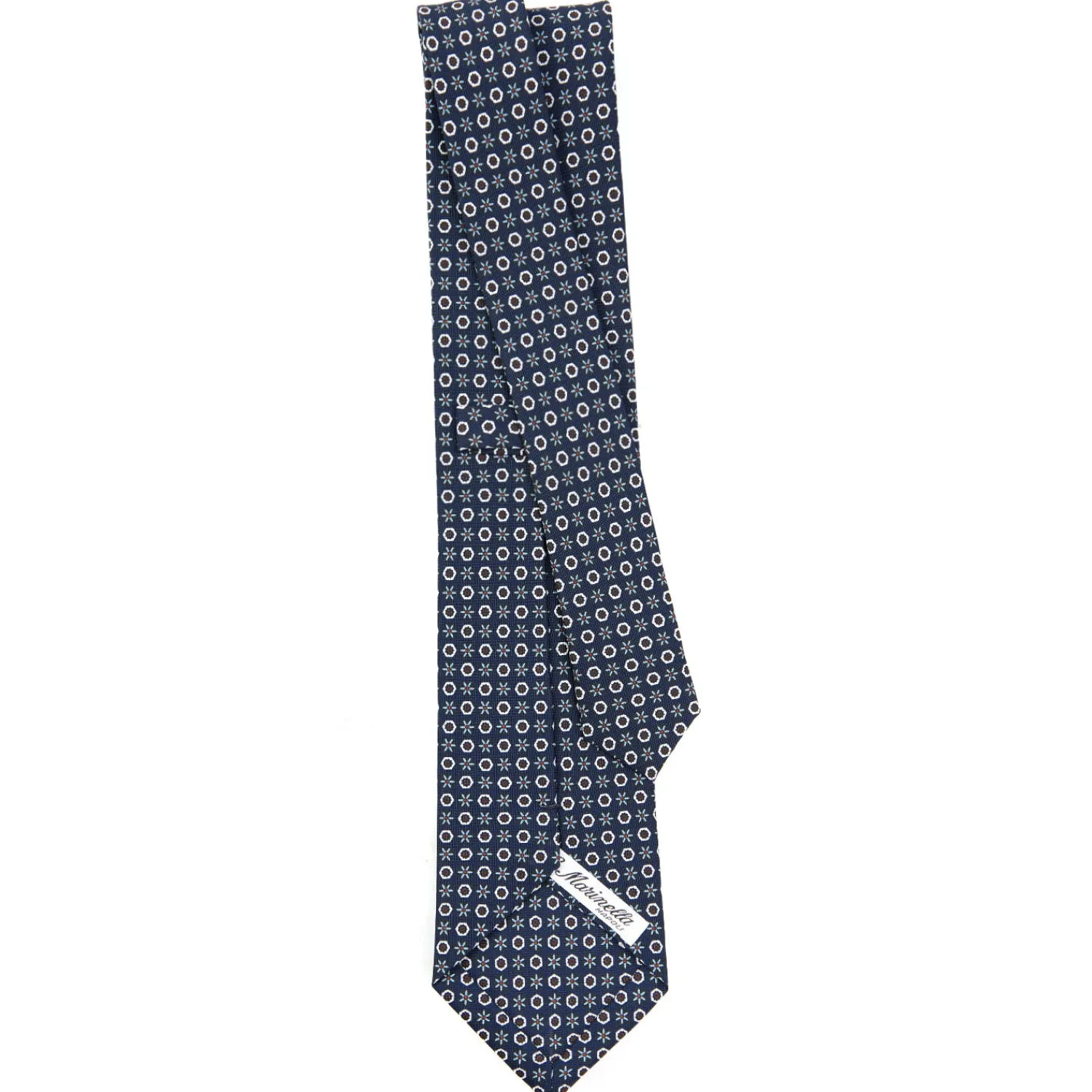 E.Marinella CRAVATTE|Cravatte In Seta Stampata|CRAVATTA SARTORIALE CLASSICA IN SETA BLU SCURO Microfantasia fiore