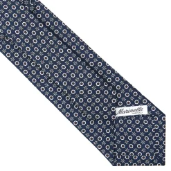 E.Marinella CRAVATTE|Cravatte In Seta Stampata|CRAVATTA SARTORIALE CLASSICA IN SETA BLU SCURO Microfantasia fiore