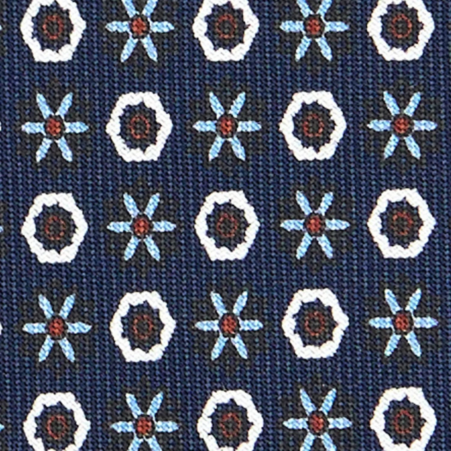 E.Marinella CRAVATTE|Cravatte In Seta Stampata|CRAVATTA SARTORIALE CLASSICA IN SETA BLU SCURO Microfantasia fiore