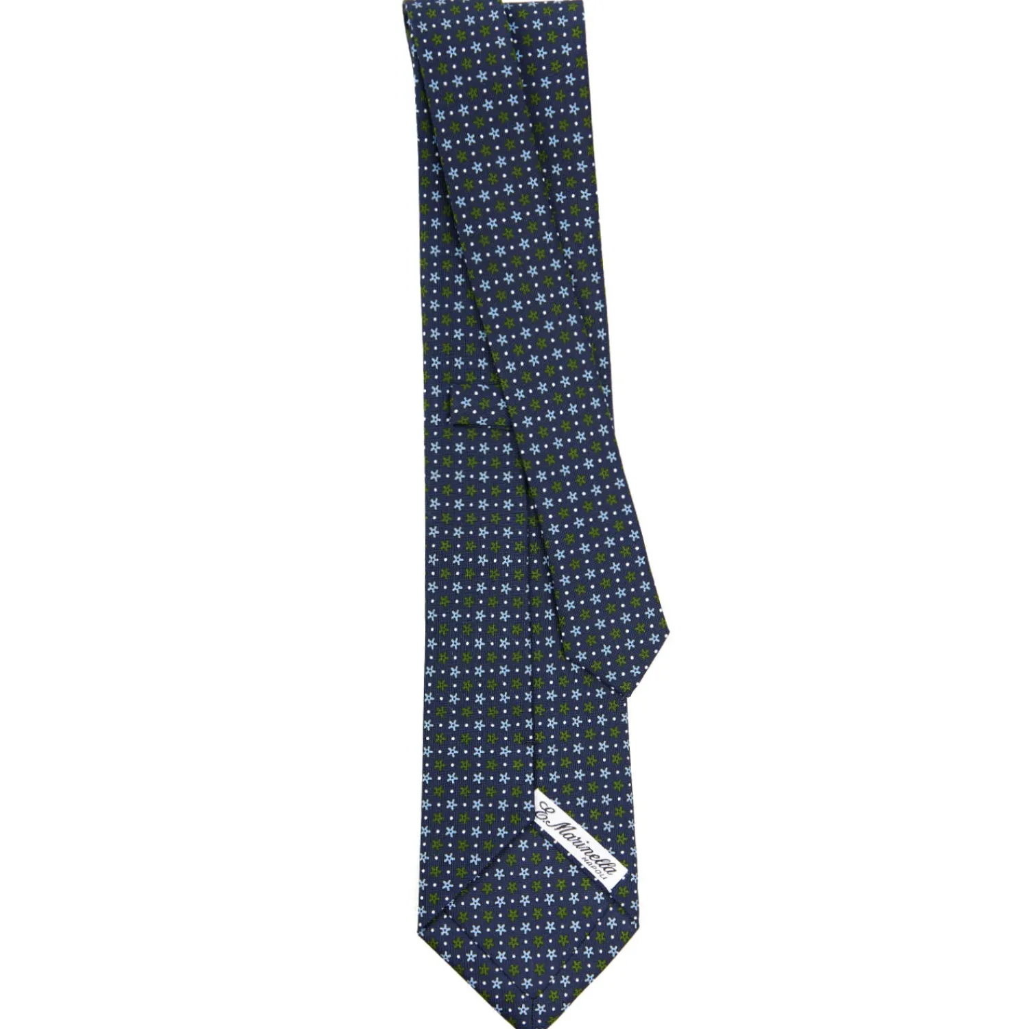 E.Marinella CRAVATTE|Cravatte In Seta Stampata|CRAVATTA SARTORIALE CLASSICA IN SETA BLU SCURO Microfantasia fiore