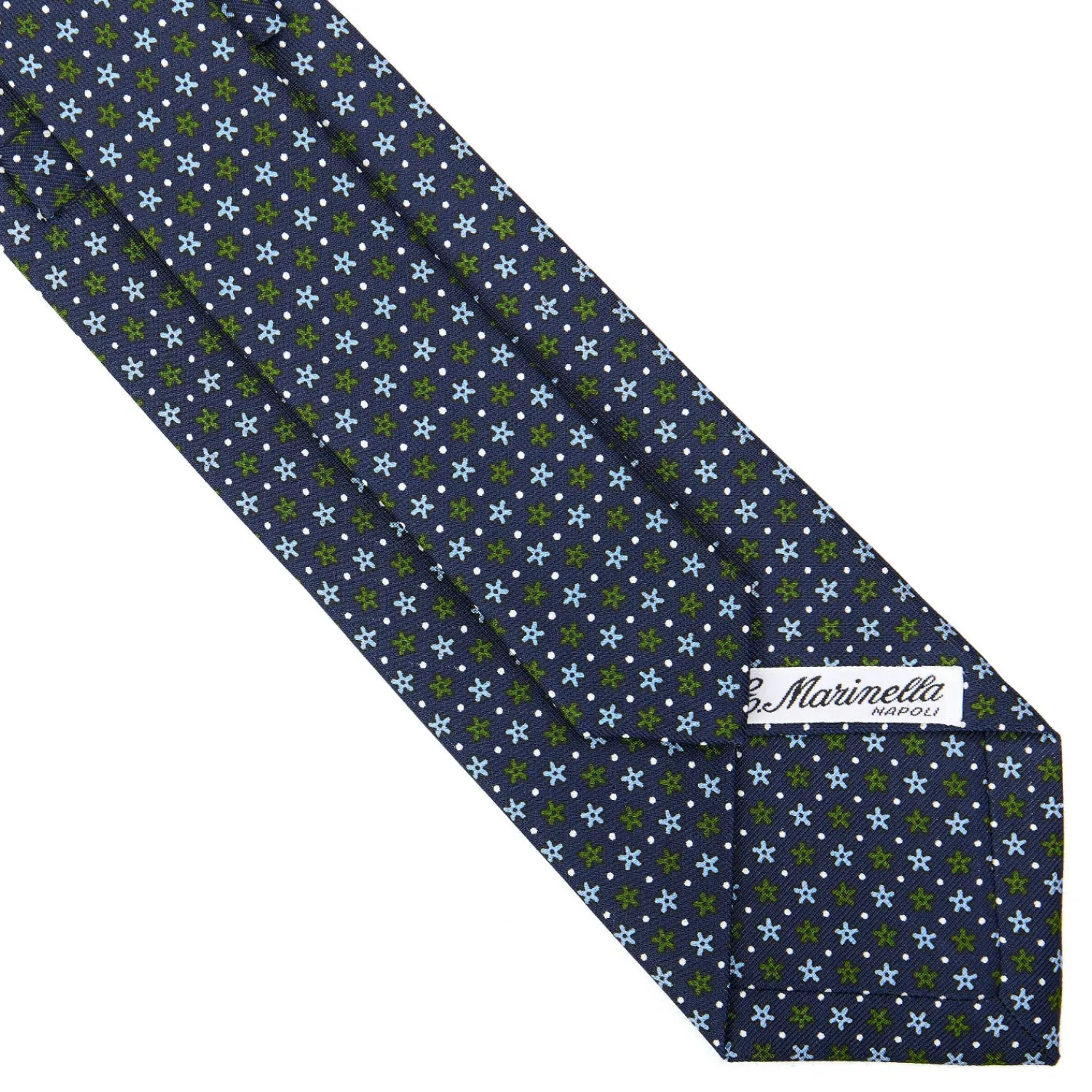 E.Marinella CRAVATTE|Cravatte In Seta Stampata|CRAVATTA SARTORIALE CLASSICA IN SETA BLU SCURO Microfantasia fiore